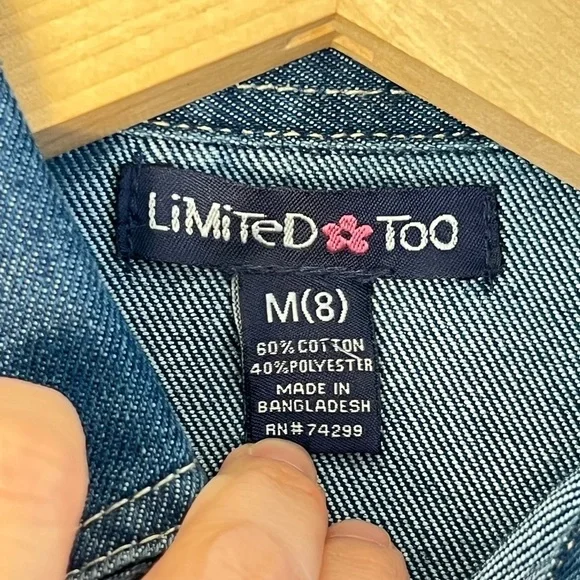 NEW Limited Too Kids Vest sz 8 Blue‎ Denim Button Up Jewelled Cotton Casual - Picture 3 of 12